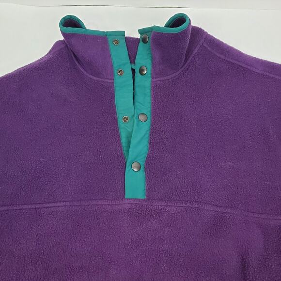 Vintage Woolrich Fleece Womens XLarge 1/4 Snap Baggy Purple/Teal Retro 90s - Picture 4 of 9